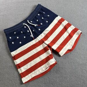 Public Record American Flag Swim Trunks Mens Small Drawstring USA Stars‎ Stripes